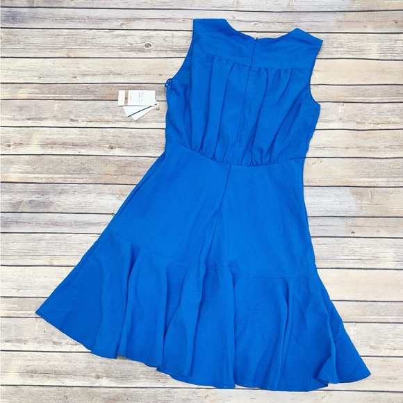 Taylor Textured Sleeveless Ruffle-Hem Dress in Lapis size 12 - Picture 3 of 6